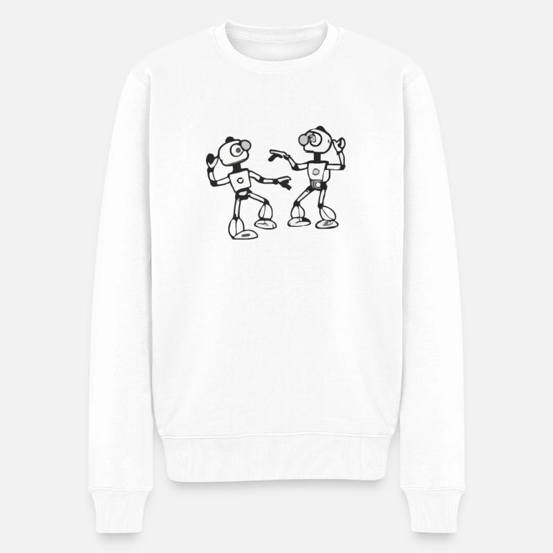 Süße tanzende Roboter - Männer Premium Bio Pullover - Weiß