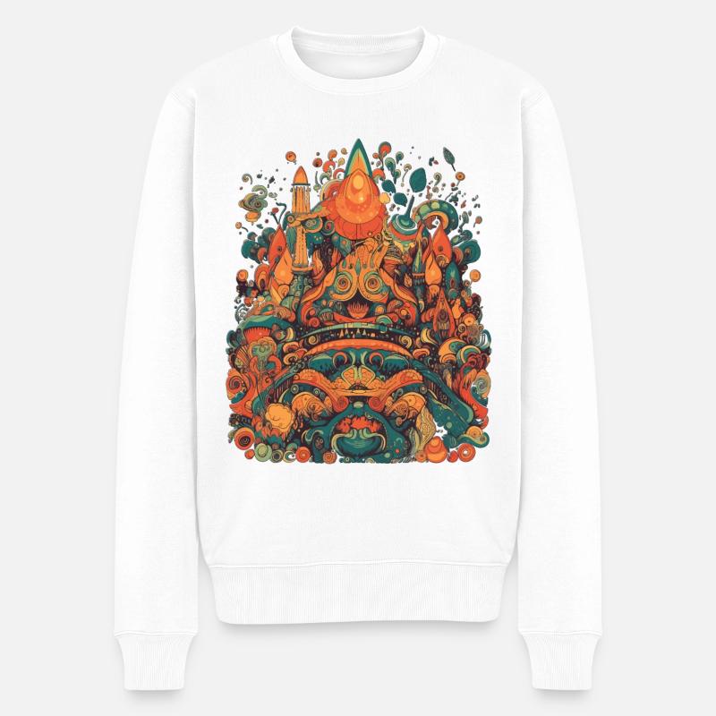 Design Psychedelic Illustration Magic - Männer Premium Bio Pullover - Weiß