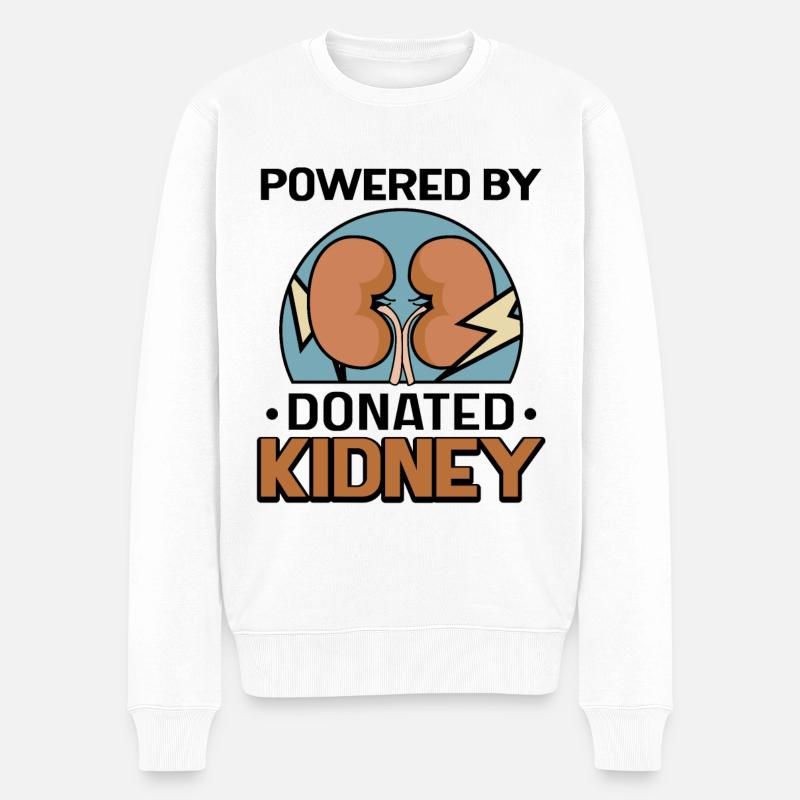 powered by donated Kidney - Männer Premium Bio Pullover - Weiß