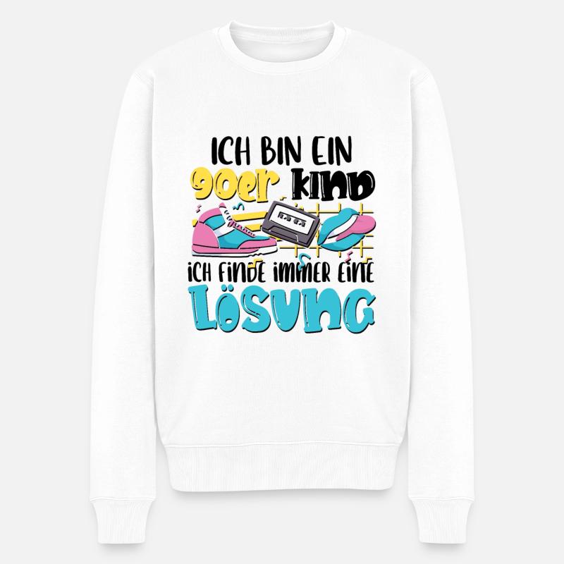 Ich bin ein 90er Kind - Männer Premium Bio Pullover - Weiß