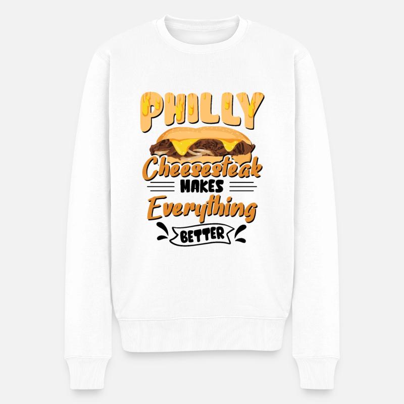 Philly Breakfast Sandwich - Männer Premium Bio Pullover - Weiß