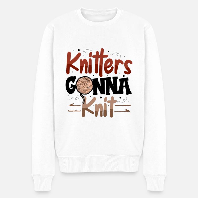 Knitters gonna knit - Männer Premium Bio Pullover - Weiß