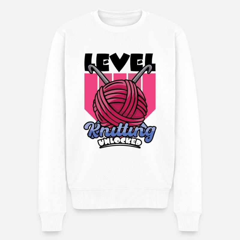 Level Knitting Unlocked - Männer Premium Bio Pullover - Weiß