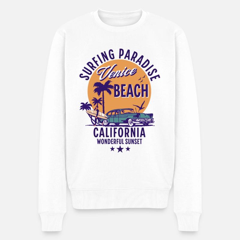 Venice Beach Califonia Surfparadies - Männer Premium Bio Pullover - Weiß