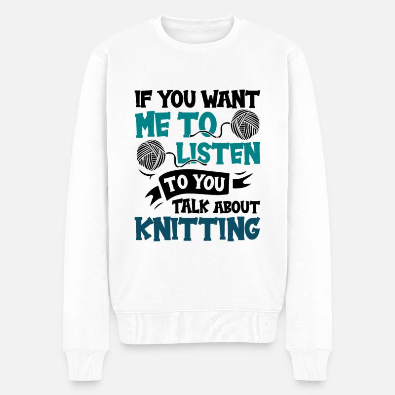 Talk about Knitting - Männer Premium Bio Pullover - Weiß