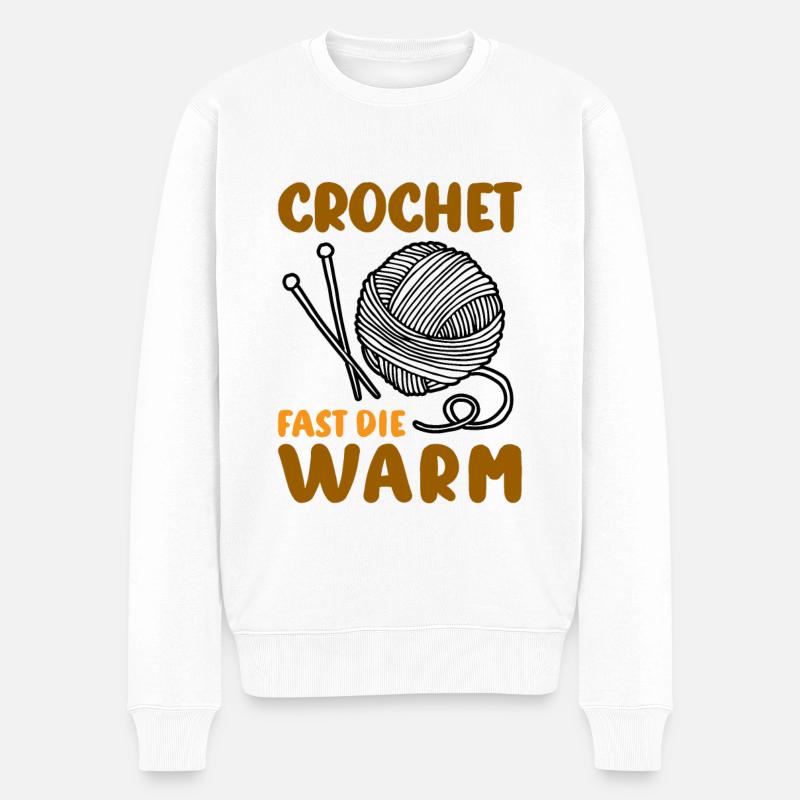 Crochet fast die warm - Männer Premium Bio Pullover - Weiß