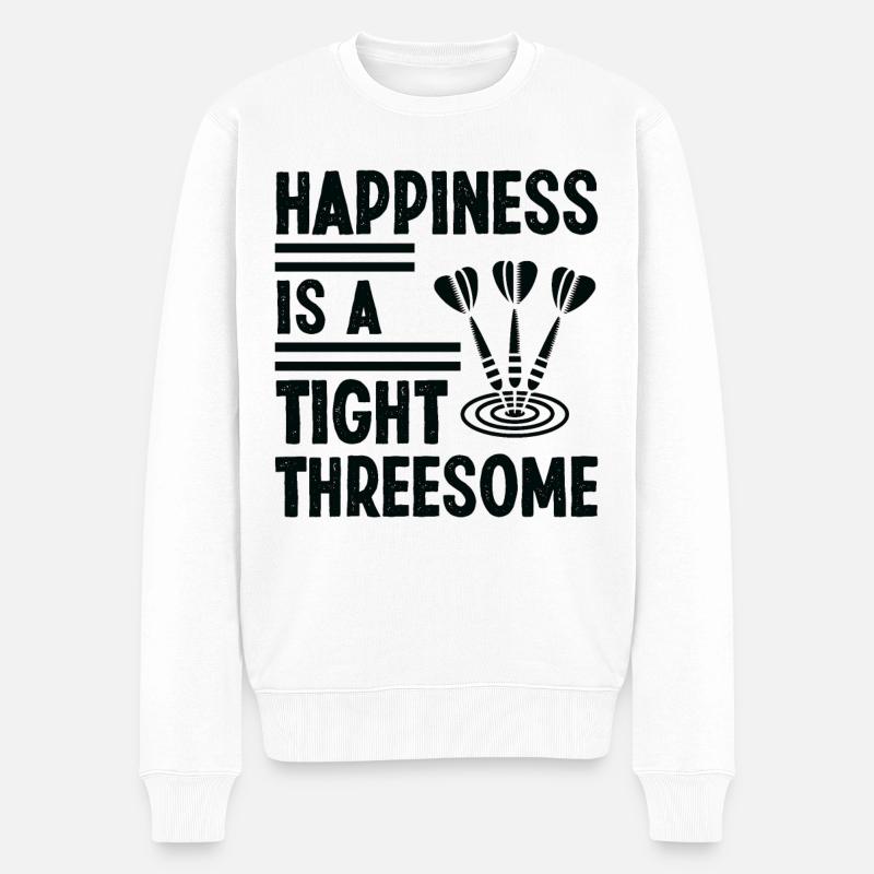 Happiness is a tight threesome - Männer Premium Bio Pullover - Weiß