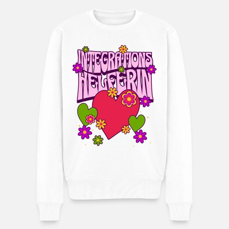 Integrationshelferin I-Helferin Schule KiTa Herz - Männer Premium Bio Pullover - Weiß