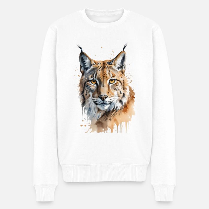 Majestätisches Luchs-Aquarell - Männer Premium Bio Pullover - Weiß