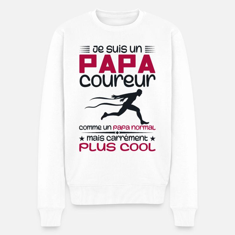 Ich bin ein Marathonläufer-Vater - Männer Premium Bio Pullover - Weiß