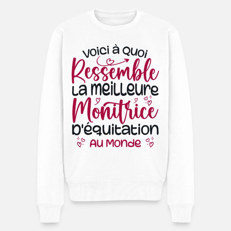 Der beste Reitlehrer der Welt - Männer Premium Bio Pullover - Weiß