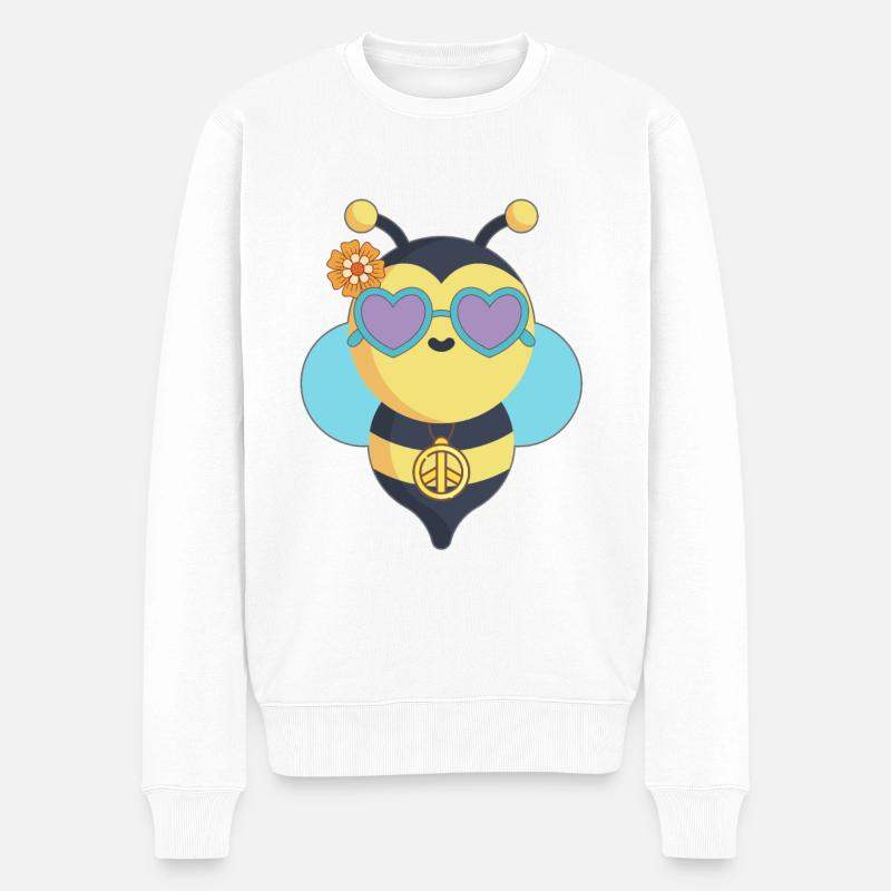Abeille Hippie Paix - Pull Premium bio Homme - blanc