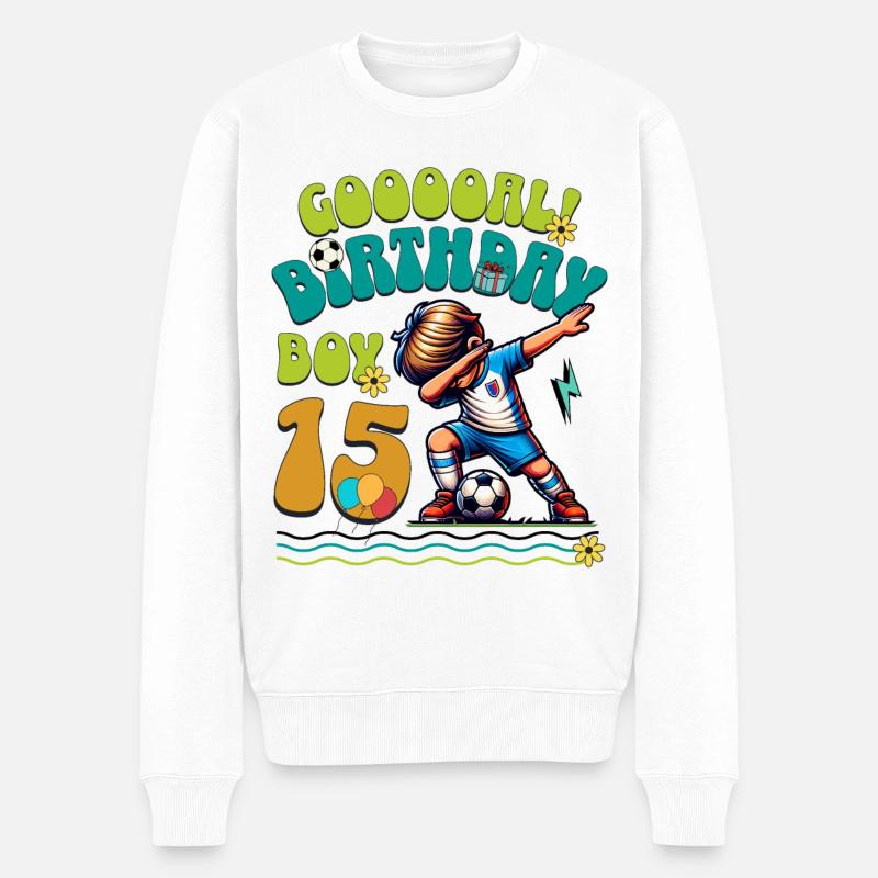 15. Geburtstag Fußball - Männer Premium Bio Pullover - Weiß