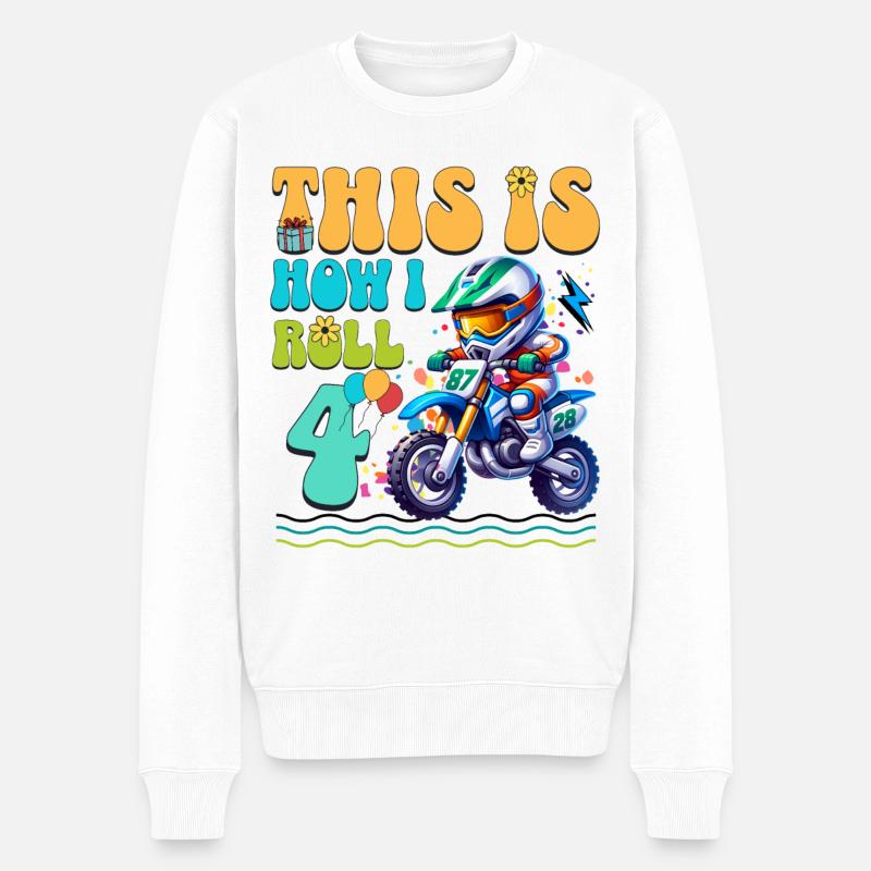 4e anniversaire de motocross - Pull Premium bio Homme - blanc