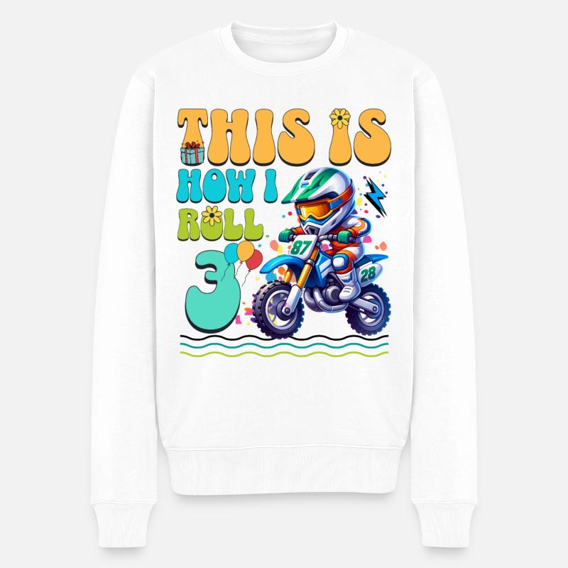3e anniversaire de motocross - Pull Premium bio Homme - blanc