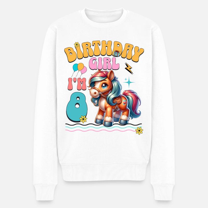 poney 8e anniversaire fille équitation - Pull Premium bio Homme - blanc