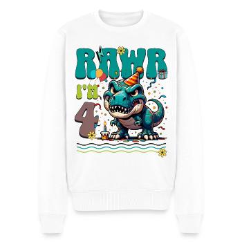4ème anniversaire Rawr T Rex Dinosaure - Pull Premium bio Homme - blanc - Devant - Thijin (182cm)
