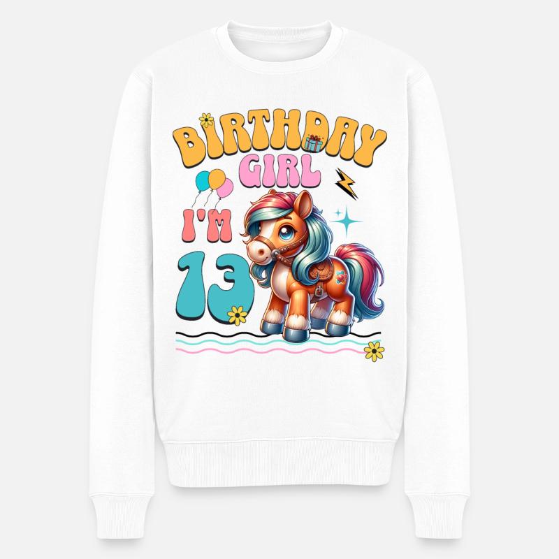 13e anniversaire fille équitation - Pull Premium bio Homme - blanc