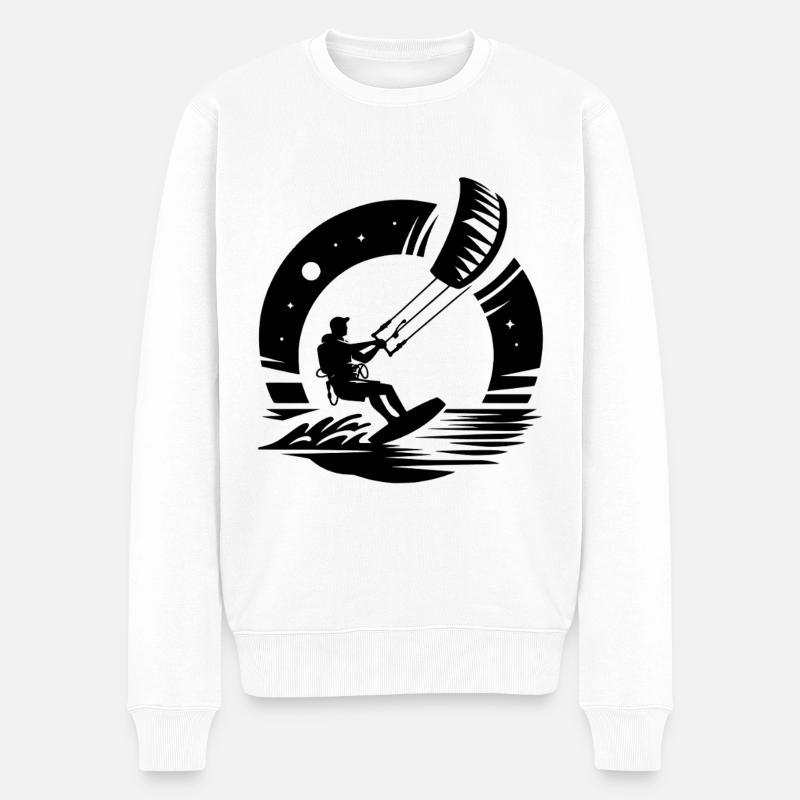 Kitesurfen Kitesurfer Kiteboard - Männer Premium Bio Pullover - Weiß