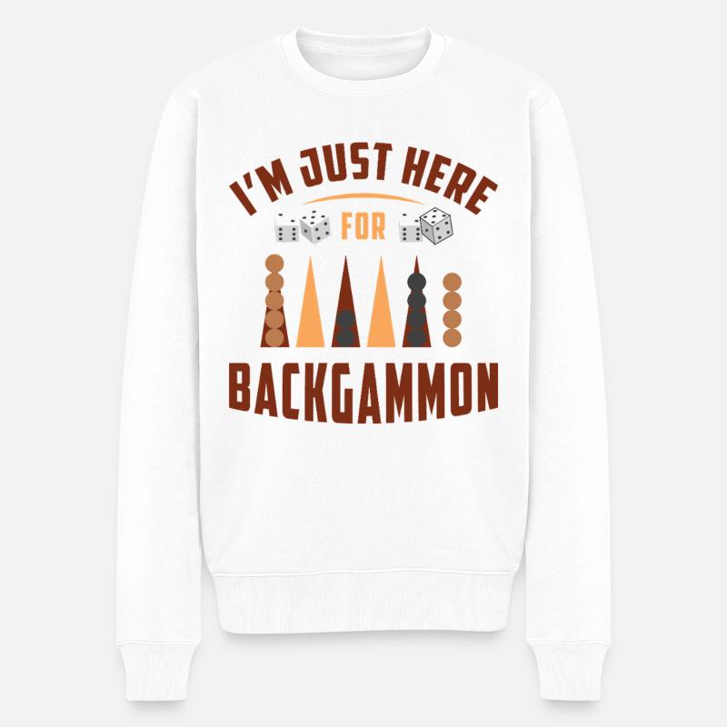 Backgammon Spiel - Männer Premium Bio Pullover - Weiß