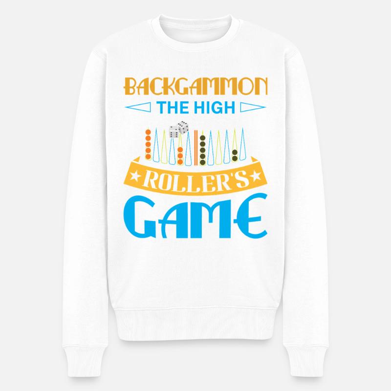 Backgammon Spiel - Männer Premium Bio Pullover - Weiß