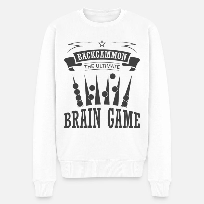 Backgammon Spiel - Männer Premium Bio Pullover - Weiß