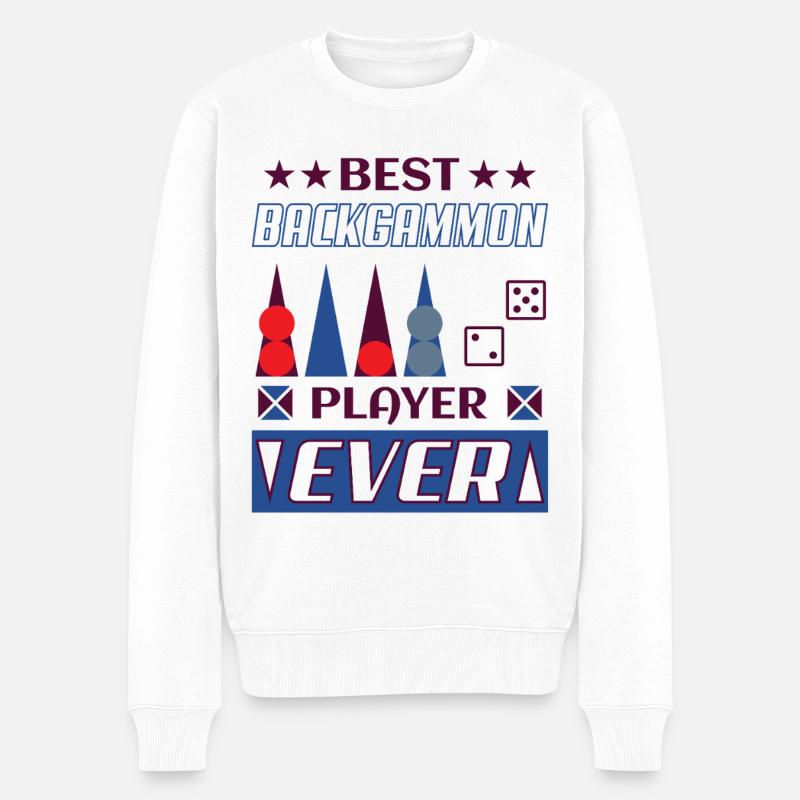 Backgammon Spiel - Männer Premium Bio Pullover - Weiß
