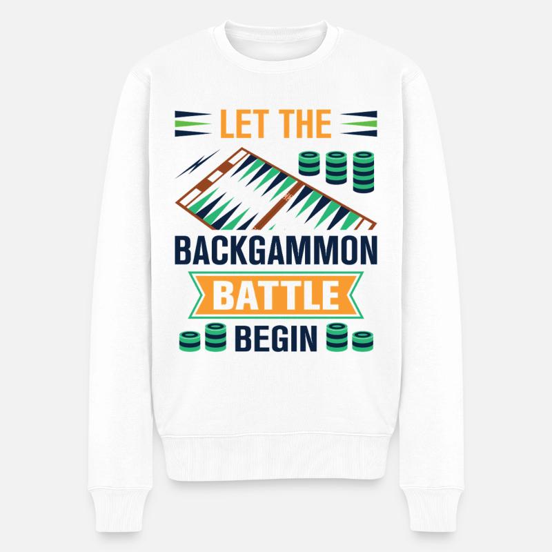 Backgammon Spiel - Männer Premium Bio Pullover - Weiß