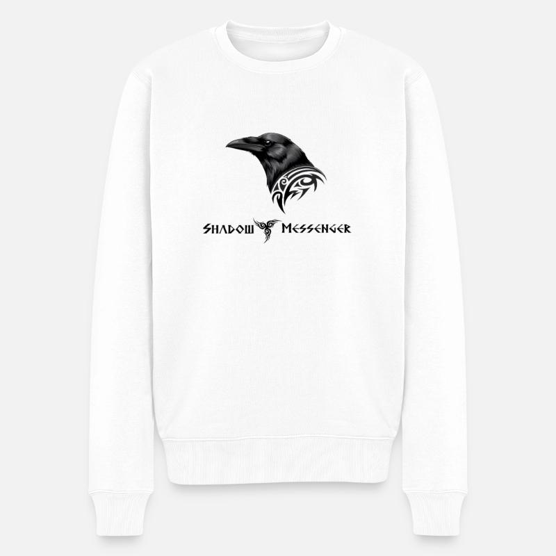 Shadow Messenger : Corbeau avec tatouage tribal - Pull Premium bio Homme - blanc