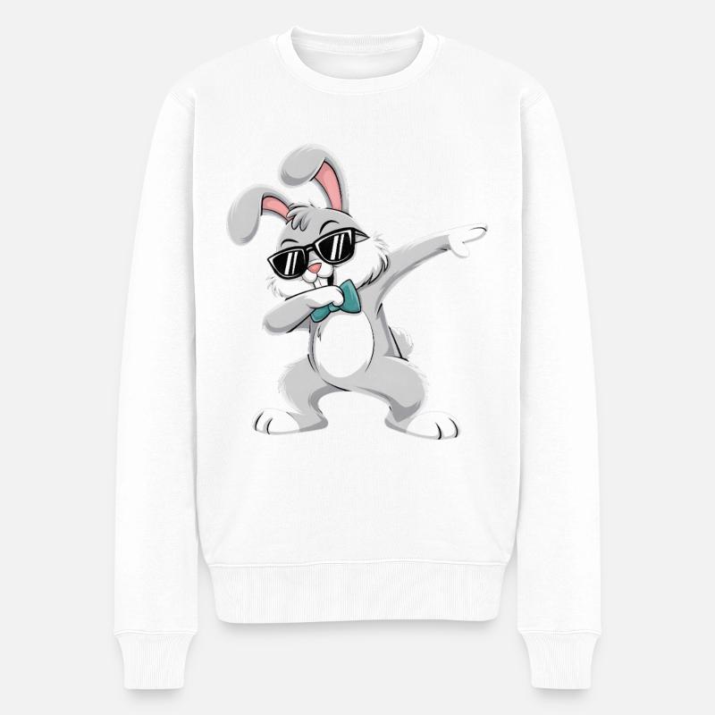 Doublage Lapin Joyeuses Pâques - Pull Premium bio Homme - blanc