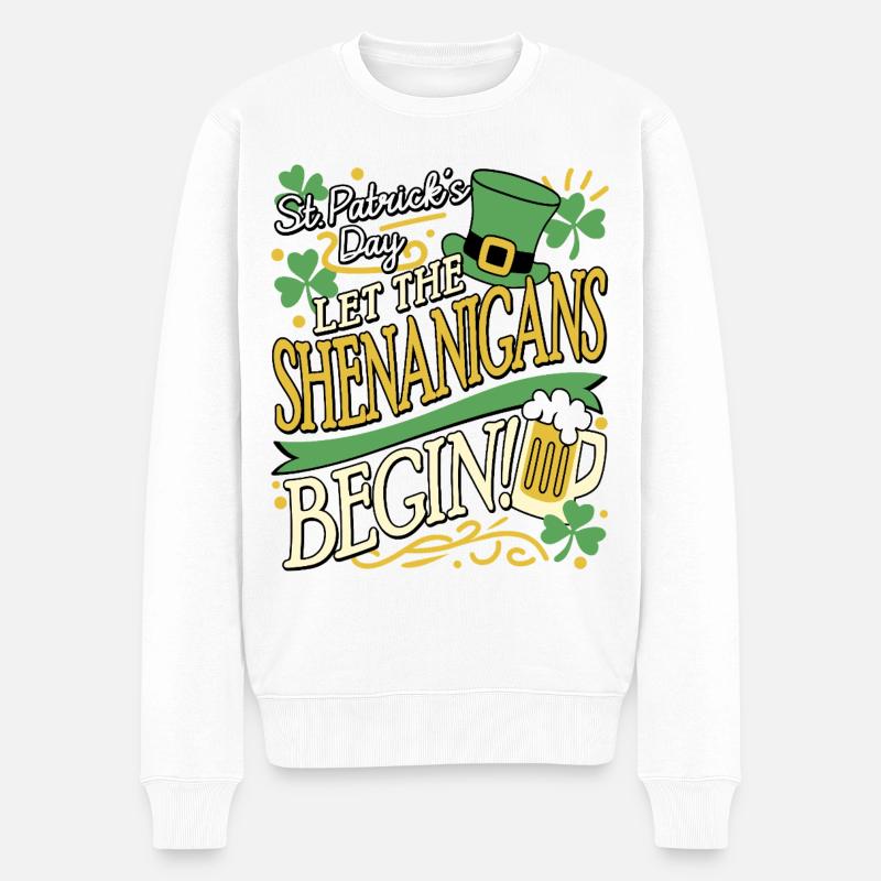 SPIELEREIEN AM ST. PATRICK'S DAY - Männer Premium Bio Pullover - Weiß