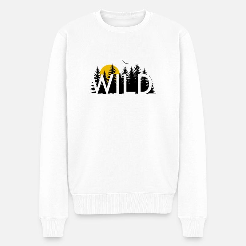 Wild Pine Sonnenuntergang - Männer Premium Bio Pullover - Weiß