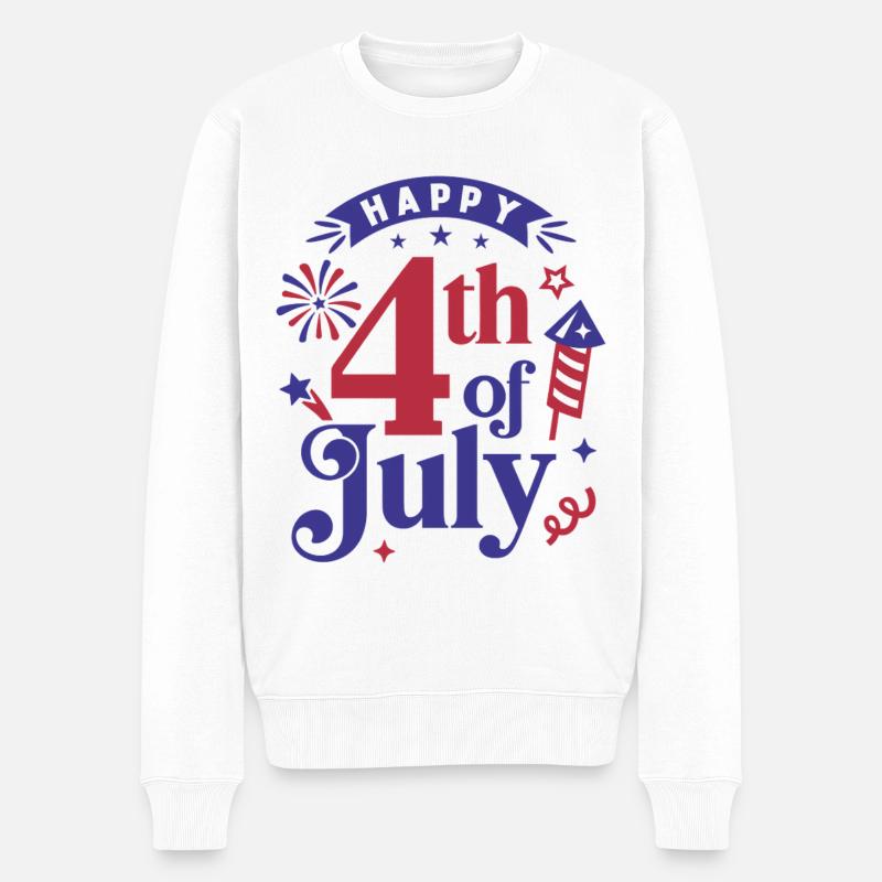 Frohen 4. Juli - Männer Premium Bio Pullover - Weiß