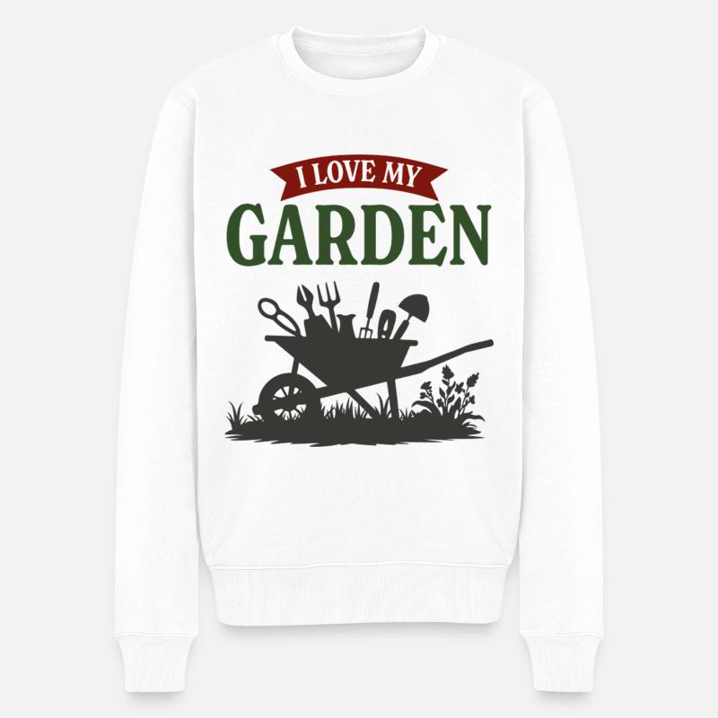 Ich liebe meinen Garten - Männer Premium Bio Pullover - Weiß