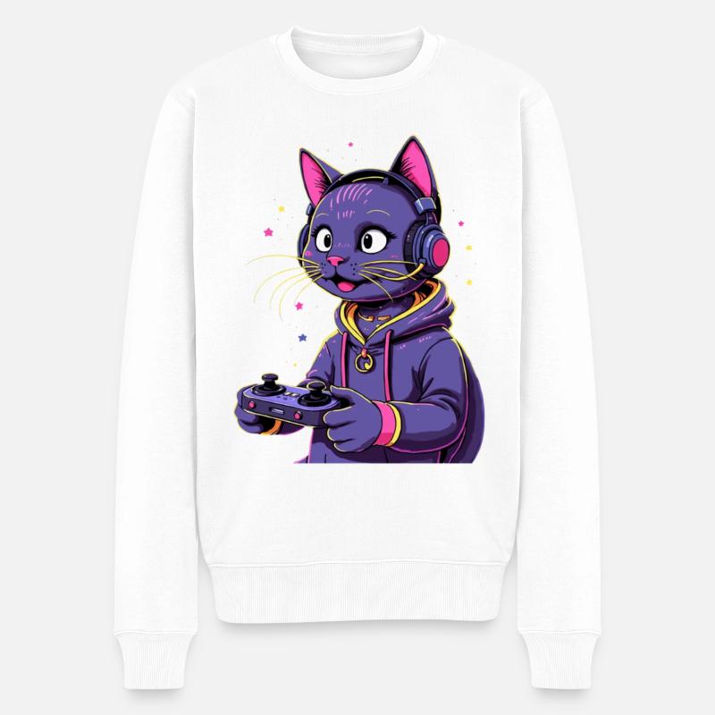 CHAT DE JEU - Pull Premium bio Homme - blanc