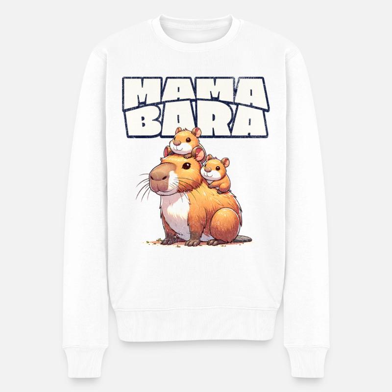 Mamabara Mère Capybara - Pull Premium bio Homme - blanc