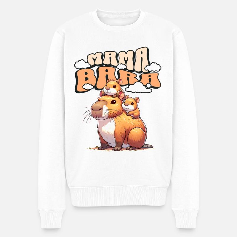 Mamabara Mutter Capybara - Männer Premium Bio Pullover - Weiß