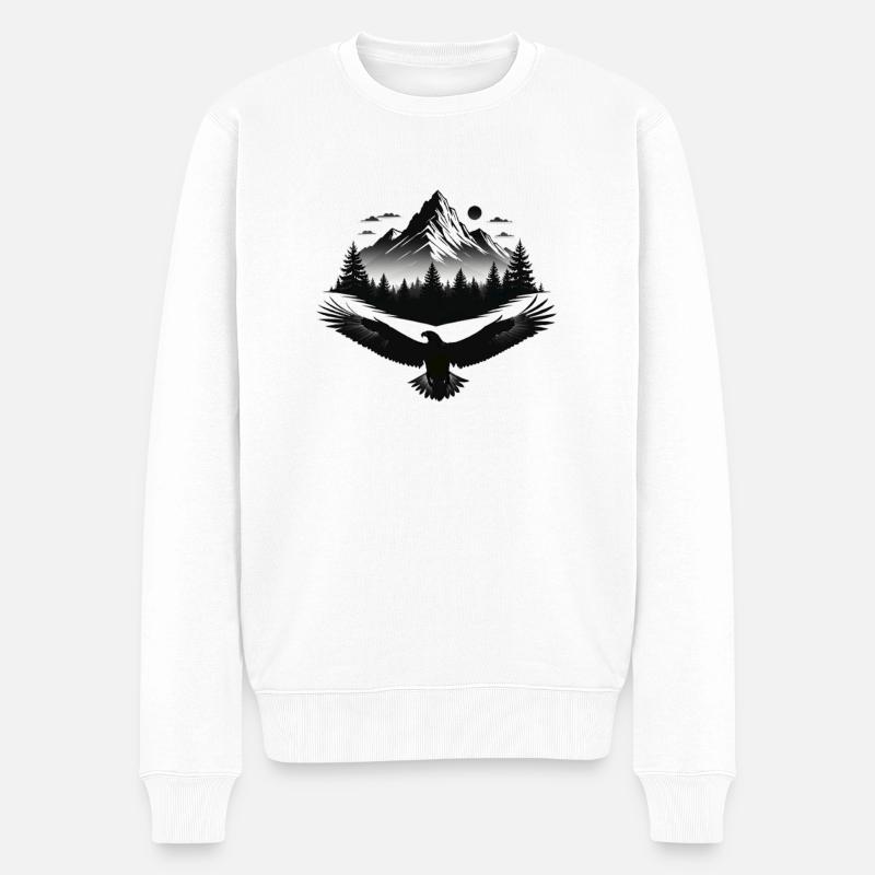 Majestät des Adlerbergs - Männer Premium Bio Pullover - Weiß