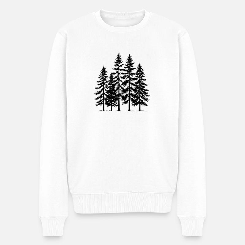 Kiefer Silhouette Hain - Männer Premium Bio Pullover - Weiß