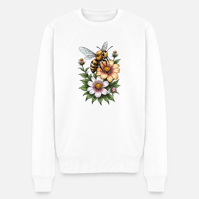 Abeille Harmonie Florale - Pull Premium bio Homme - blanc