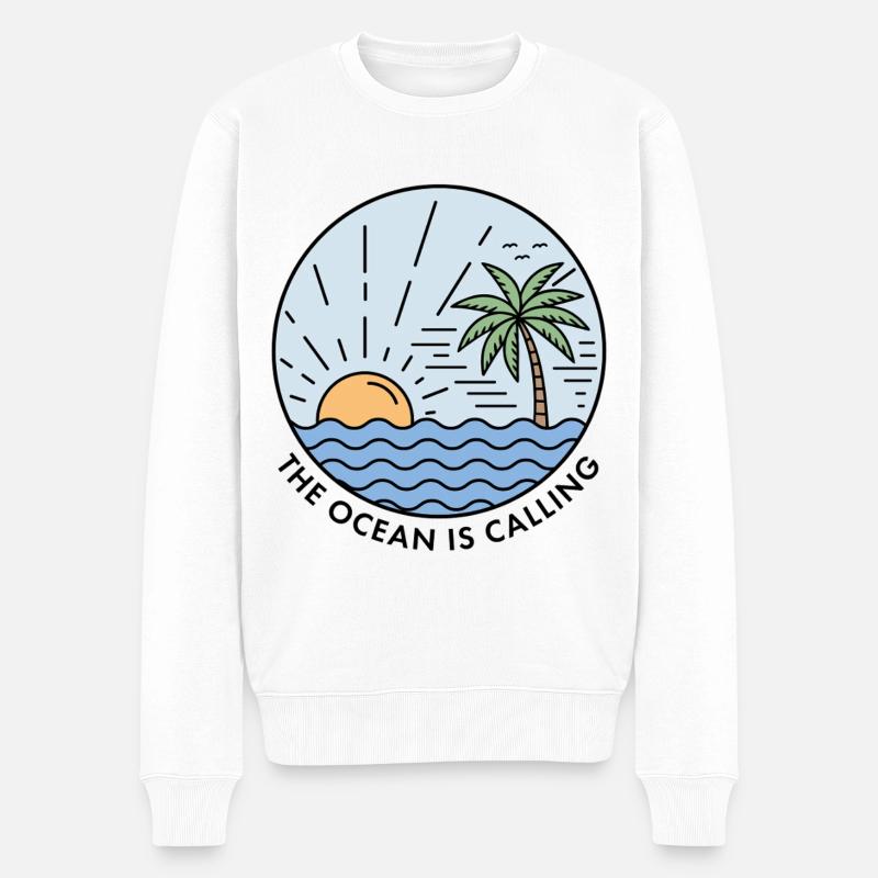 Der Ozean ruft - Männer Premium Bio Pullover - Weiß