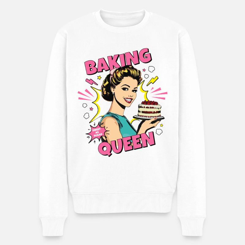 Cuisson Gâteau Cuisson Reine Cuisson Fée Boulanger Pop Art - Pull Premium bio Homme - blanc