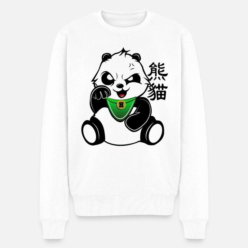 Kleiner Pandabär - Männer Premium Bio Pullover - Weiß