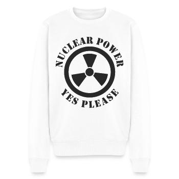Atomkraft, Ja bitte, Kernenergie - Männer Premium Bio Pullover - Weiß - Vorne - Thijin (182cm)