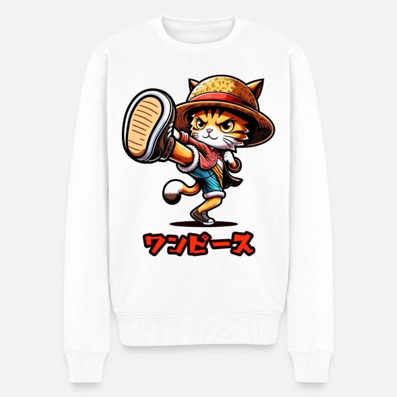 Chat Anime - Pull Premium bio Homme - blanc