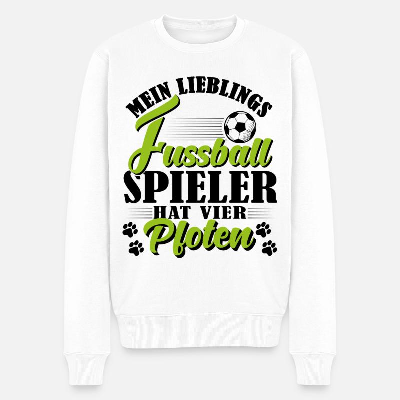 Fußball Hund Hundetraining - Männer Premium Bio Pullover - Weiß