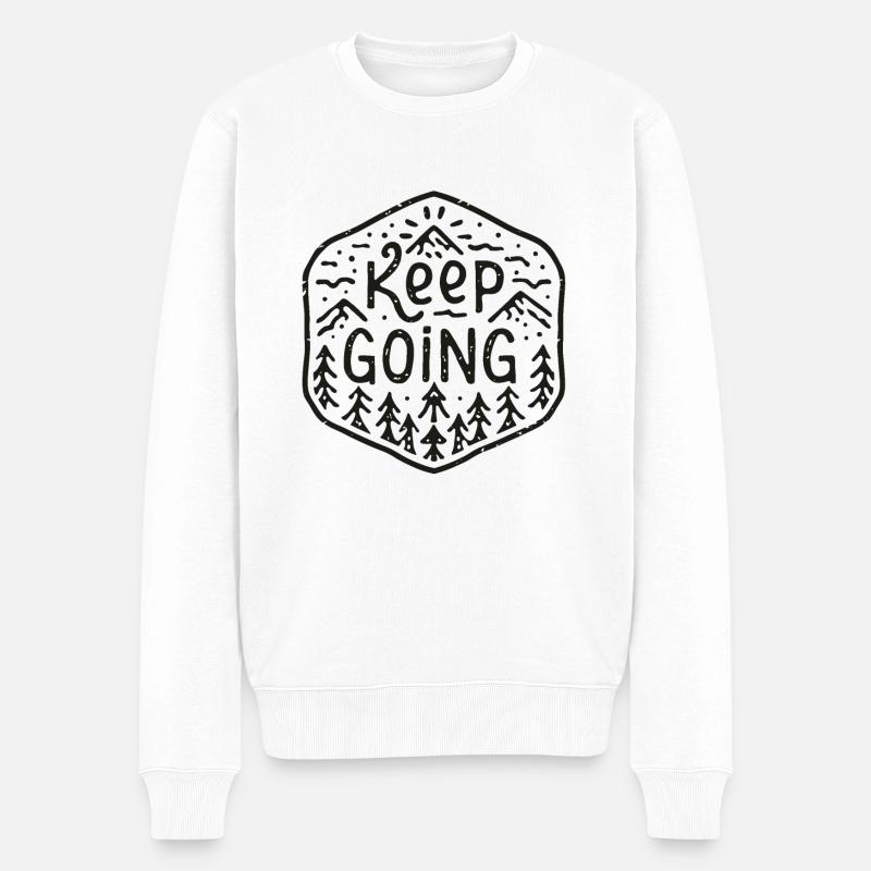 Keep going - Pull Premium bio Homme - blanc
