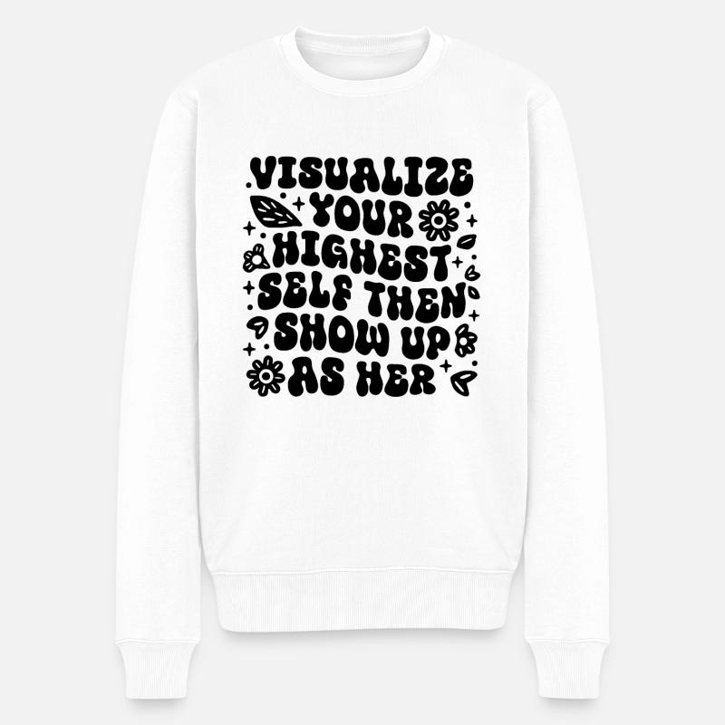 Visualiser loi de l’attraction affirmations - Pull Premium bio Homme - blanc