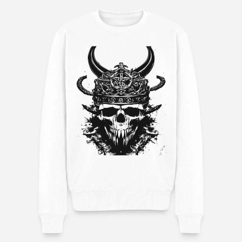 Wikinger Schädel Valhalla Viking - Männer Premium Bio Pullover - Weiß