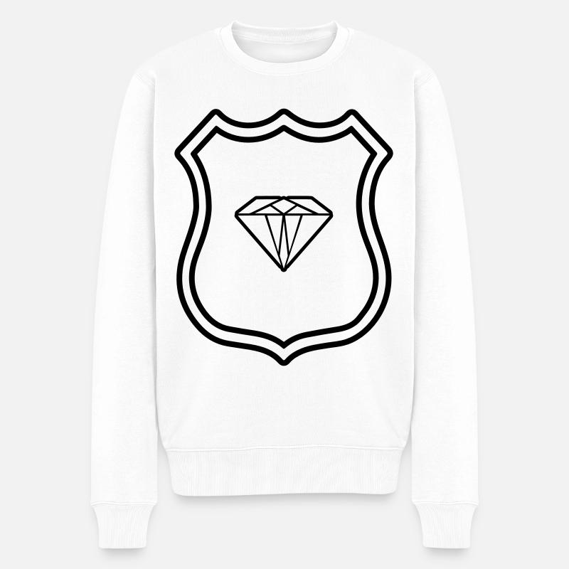 Diamant Symbol Wappen - Männer Premium Bio Pullover - Weiß